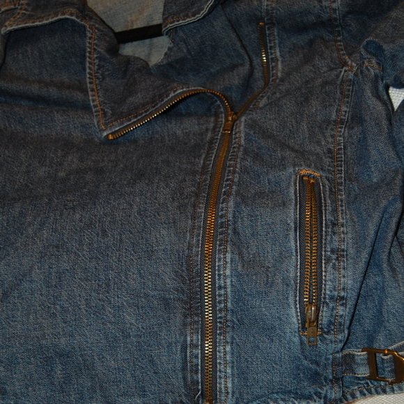 Jones New York Women's Denim Blue Jean Jacket W/Side Zipper Size 4 - Picture 3 of 12